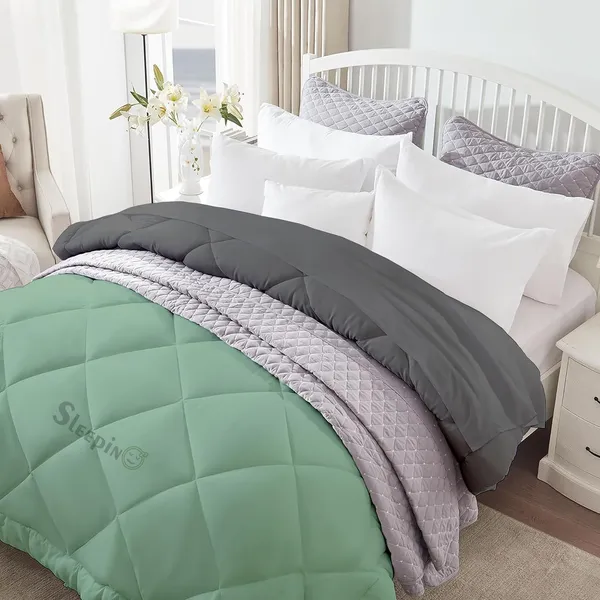 Sage_Dark_Gey_Breathable_Microfiber_400_GSM_Reversible_Comforter_For_Heavy_Winter
