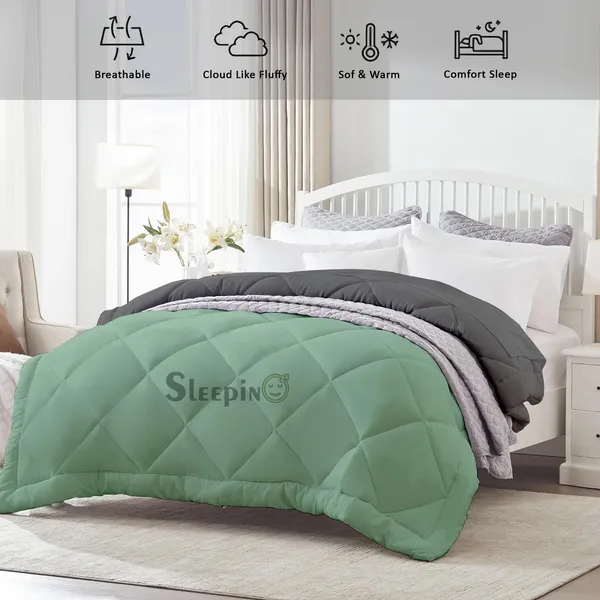 Sage_Dark_Gey_Breathable_Microfiber_400_GSM_Reversible_Comforter_For_Heavy_Winter