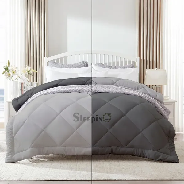 Dark_Grey_&_Silver_Breathable_Microfiber_400_GSM_Reversible_Comforter_For_Heavy_Winter