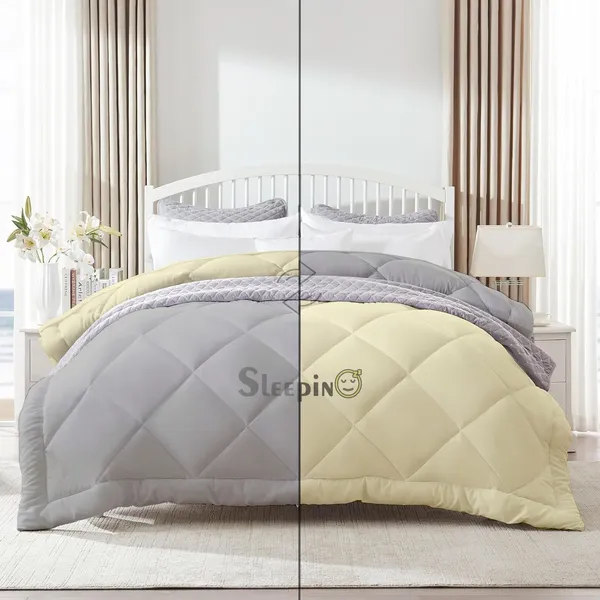 Ivory_&_Silver_Breathable_Microfiber_400_GSM_Reversible_Comforter_For_Heavy_Winter