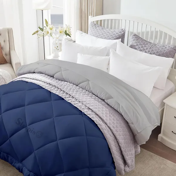 Navy_Blue_&_Silver_Breathable_Microfiber_400_GSM_Reversible_Comforter_For_Heavy_Winter
