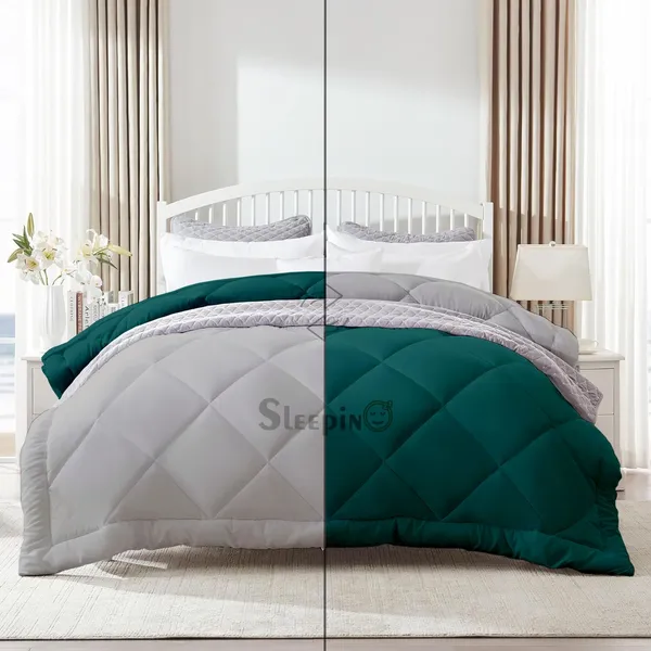 Teal_&_Silver_Breathable_Microfiber_400_GSM_Reversible_Comforter_For_Heavy_Winter