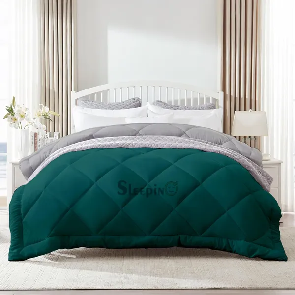 Teal_&_Silver_Breathable_Microfiber_400_GSM_Reversible_Comforter_For_Heavy_Winter