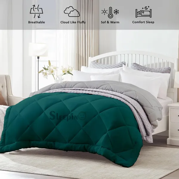 Teal_&_Silver_Breathable_Microfiber_400_GSM_Reversible_Comforter_For_Heavy_Winter
