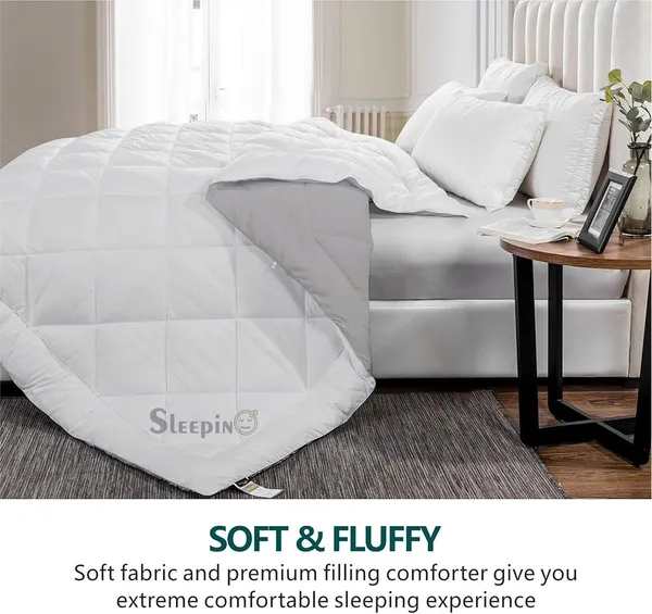 White_&_Silver_Breathable_Microfiber_400_GSM_Reversible_Comforter_For_Heavy_Winter