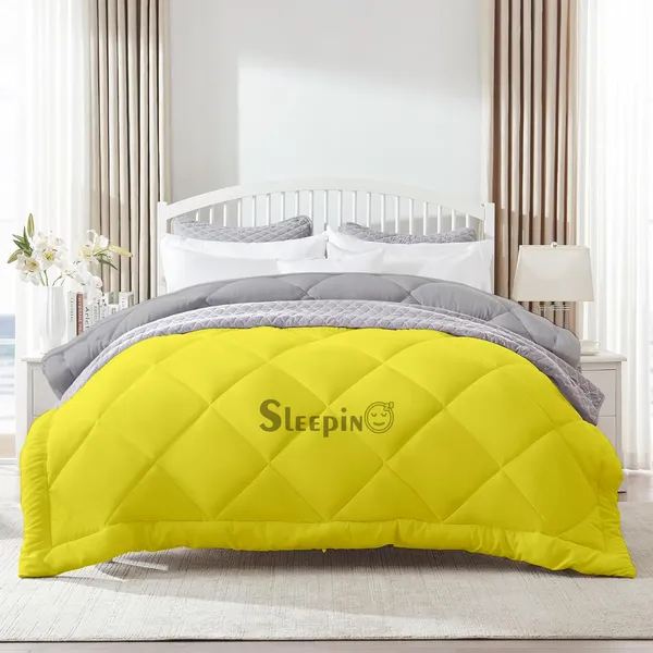 Vanilla_Yellow_&_Silver_Breathable_Microfiber_400_GSM_Reversible_Comforter_For_Heavy_Winter