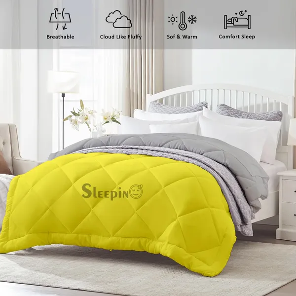 Vanilla_Yellow_&_Silver_Breathable_Microfiber_400_GSM_Reversible_Comforter_For_Heavy_Winter