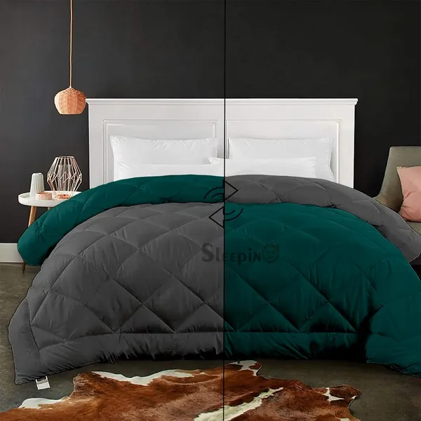 Teal_&_Dark_Grey_Soft_&_Fluffy_Breathable_500_GSM_Reversible_Comforter_For_Heavy_Winter