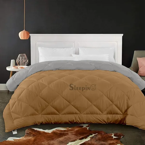 Beige_&_Silver_Soft_&_Fluffy_Breathable_500_GSM_Reversible_Comforter_For_Heavy_Winter