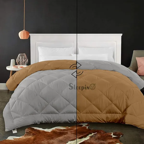Beige_&_Silver_Soft_&_Fluffy_Breathable_500_GSM_Reversible_Comforter_For_Heavy_Winter