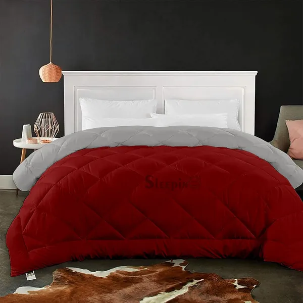 Burgundy_&_Silver_Soft_&_Fluffy_Breathable_500_GSM_Reversible_Comforter_For_Heavy_Winter