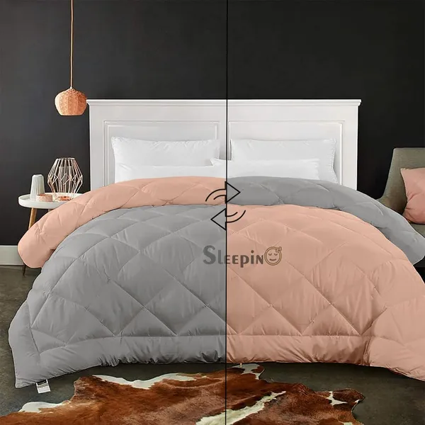 Peach_&_Silver_Soft_&_Fluffy_Breathable_500_GSM_Reversible_Comforter_For_Heavy_Winter