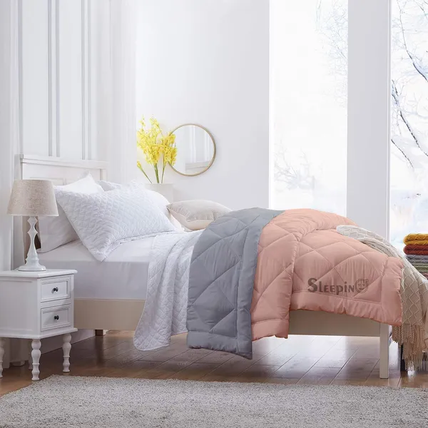 Peach_&_Silver_Soft_&_Fluffy_Breathable_500_GSM_Reversible_Comforter_For_Heavy_Winter