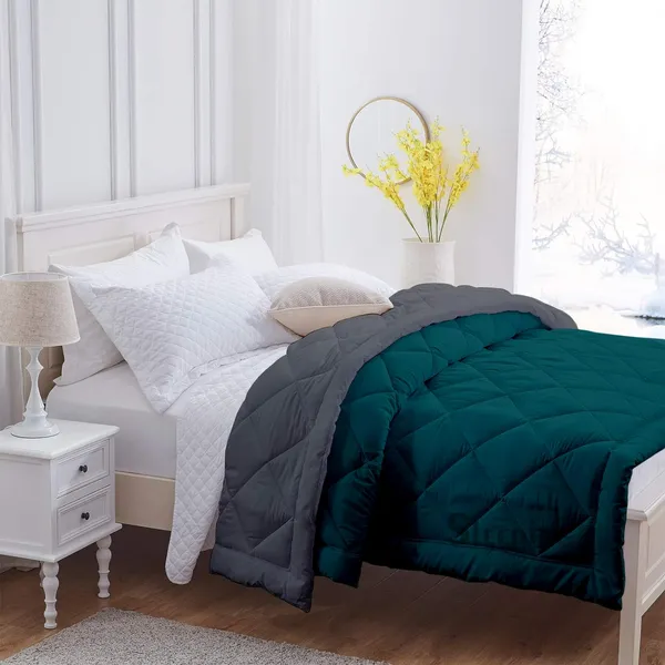 Teal_&_Dark_Grey_Microfiber_Breathable_600_GSM_Reversible_Comforter_For_Heavy_Winter