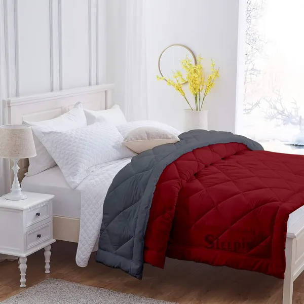 Burgundy_&_Dark_Grey_Microfiber_Breathable_600_GSM_Reversible_Comforter_For_Heavy_Winter