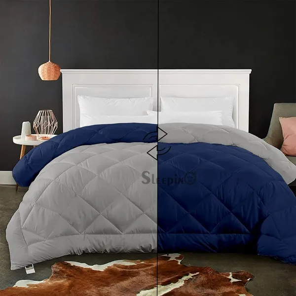 Navy_Blue_&_Silver_Microfiber_Breathable_600_GSM_Reversible_Comforter_For_Heavy_Winter