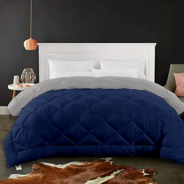 Navy_Blue_&_Silver_Microfiber_Breathable_600_GSM_Reversible_Comforter_For_Heavy_Winter