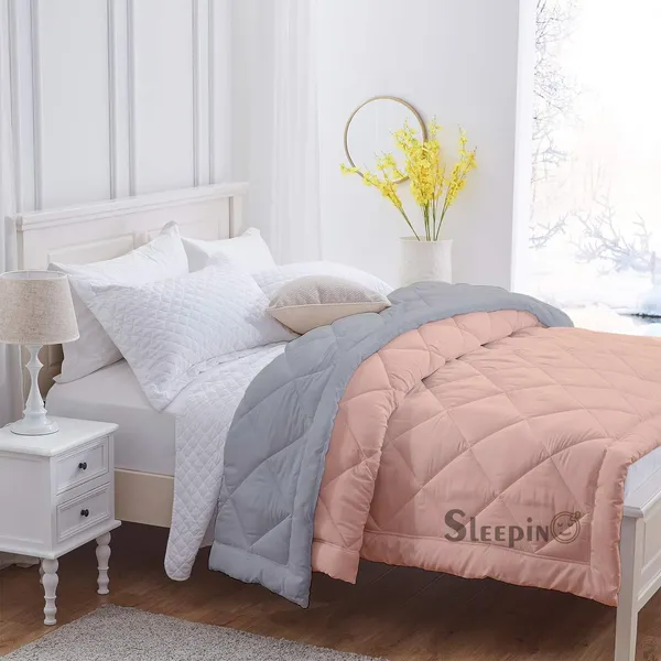 Peach_&_Silver_Microfiber_Breathable_600_GSM_Reversible_Comforter_For_Heavy_Winter