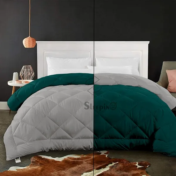 Teal_&_Silver_Microfiber_Breathable_600_GSM_Reversible_Comforter_For_Heavy_Winter