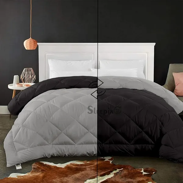 White_&_Silver_Microfiber_Breathable_600_GSM_Reversible_Comforter_For_Heavy_Winter