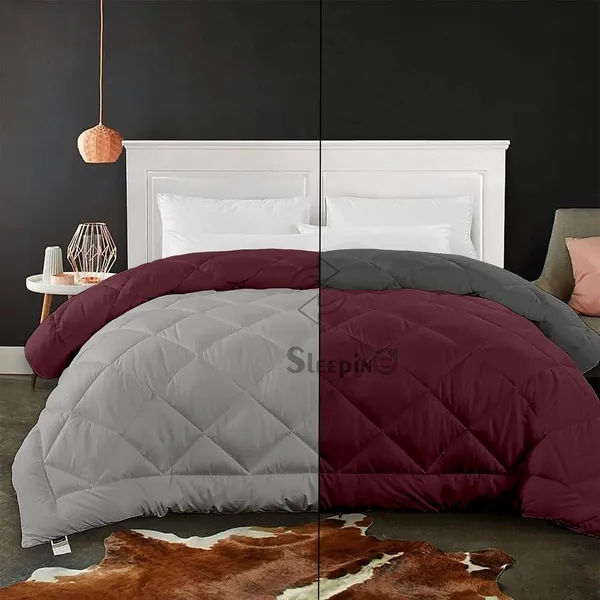 Wine_&_Silver_Microfiber_Breathable_600_GSM_Reversible_Comforter_For_Heavy_Winter