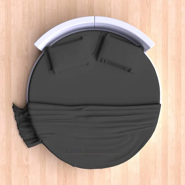 3_Piece_Round_Elastic_Bedsheet_Black_400_TC_Egyptian_Cotton_Fitted_Bedsheet_92"_Diameter_Feet_Upto_12"_Inch_Thick_Mattress_Round_Shape_Fitted_Bedsheet_Include_2_Pillow_Covers