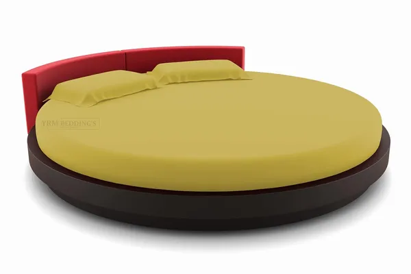 3_Piece_Round_Elastic_Bedsheet_Gold_Yellow_400_TC_Egyptian_Cotton_Fitted_Bedsheet_84"_Diameter_Feet_Upto_12"_Inch_Thick_Mattress_Round_Shape_Fitted_Bedsheet_Include_2_Pillow_Covers