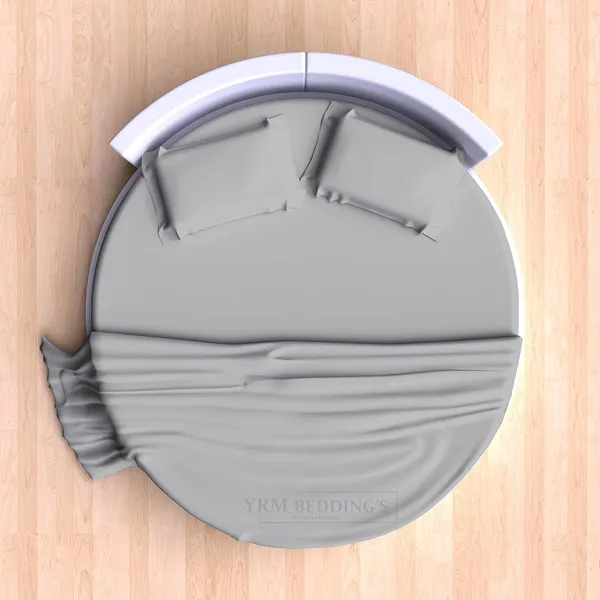3_Piece_Round_Elastic_Bedsheet_Silver_Grey_400_TC_Egyptian_Cotton_Fitted_Bedsheet_84"_Diameter_Feet_Upto_12"_Inch_Thick_Mattress_Round_Shape_Fitted_Bedsheet_Include_2_Pillow_Covers