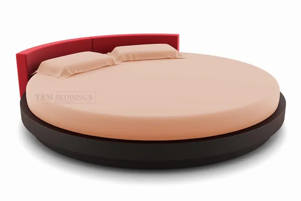 3_Piece_Round_Elastic_Bedsheet_Peach/Blush_400_TC_Egyptian_Cotton_Fitted_Bedsheet_96"_Diameter_Feet_Upto_12"_Inch_Thick_Mattress_Round_Shape_Fitted_Bedsheet_Include_2_Pillow_Covers