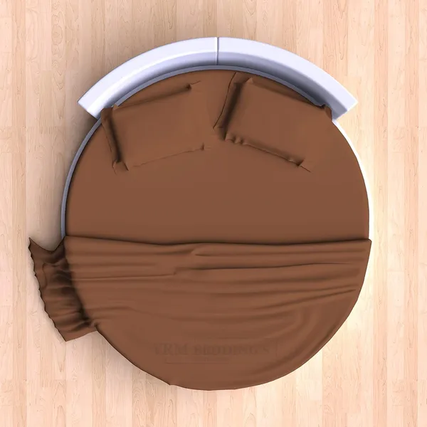 3_Piece_Round_Elastic_Bedsheet_Chocolate_Brown_400_TC_Egyptian_Cotton_Fitted_Bedsheet_82"_Diameter_Feet_Upto_12"_Inch_Thick_Mattress_Round_Shape_Fitted_Bedsheet_Include_2_Pillow_Covers