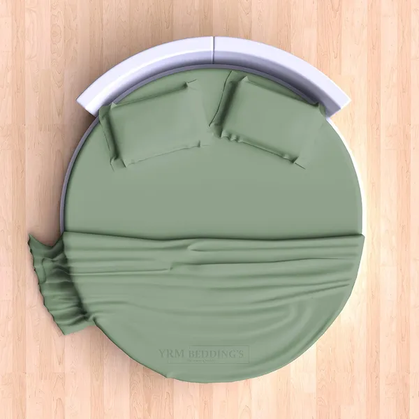3_Piece_Round_Elastic_Bedsheet_Emerald_Green_400_TC_Egyptian_Cotton_Fitted_Bedsheet_96"_Diameter_Feet_Upto_12"_Inch_Thick_Mattress_Round_Shape_Fitted_Bedsheet_Include_2_Pillow_Covers