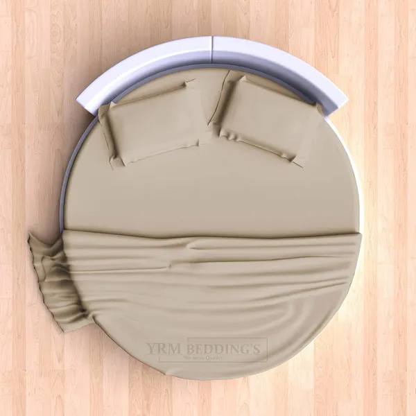 3_Piece_Round_Elastic_Bedsheet_Beige_400_TC_Egyptian_Cotton_Fitted_Bedsheet_84"_Diameter_Feet_Upto_12"_Inch_Thick_Mattress_Round_Shape_Fitted_Bedsheet_Include_2_Pillow_Covers