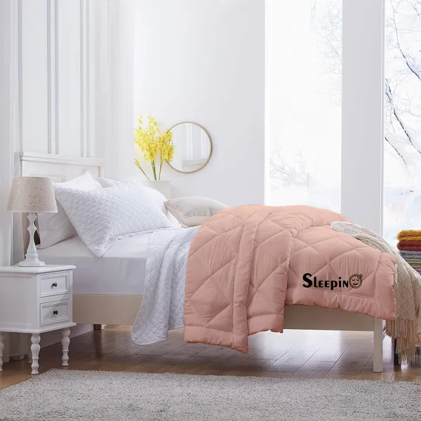 Peach_Breathable_Microfiber_200_GSM_Comforter_For_Heavy_Winter