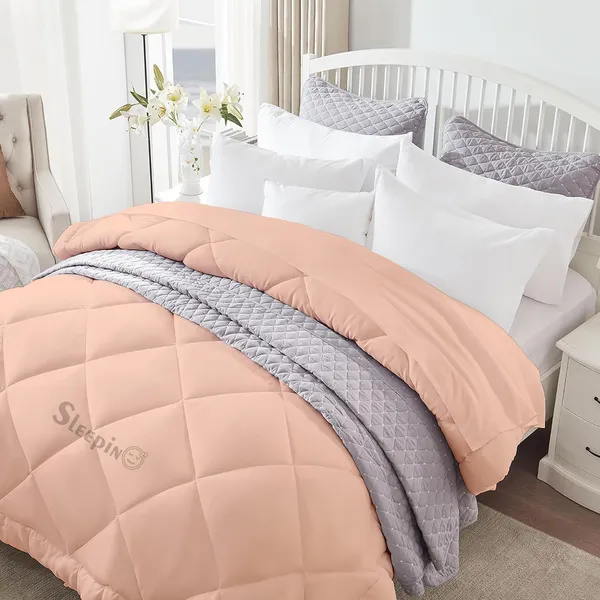 Peach_Breathable_Microfiber_400_GSM_Comforter_For_Heavy_Winter