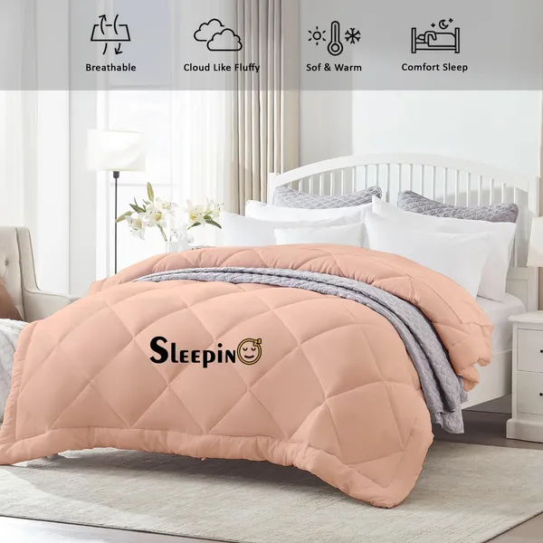 Peach_Breathable_Microfiber_400_GSM_Comforter_For_Heavy_Winter