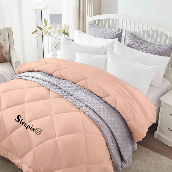 Peach_Breathable_Microfiber_400_GSM_Comforter_For_Heavy_Winter