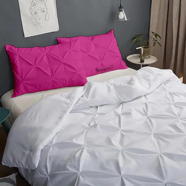 Pack_Of_2_Hot_Pink_400TC_Egyptian_Cotton_Rich_Pintuk_Pinch_Pleated_Pillow_Cover