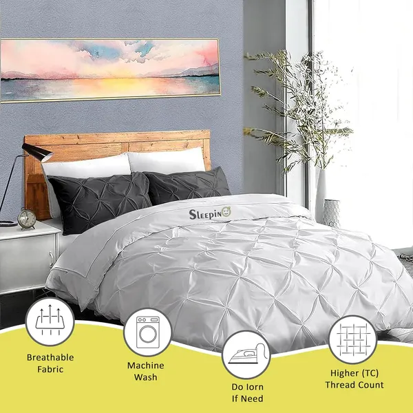 Pack_Of_8_Dark_Grey_400TC_Egyptian_Cotton_Rich_Pintuk_Pinch_Pleated_Pillow_Cover