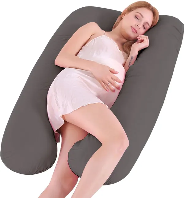 Dark_Grey_Brushed_Microfiber_U-Shape_Maternity_Pillow