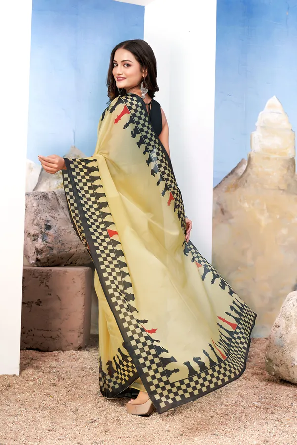 Soft_Yellow_Chic__Georgette_Saree_With_Modern_Chessboard_Print