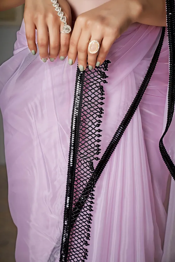 Pink__Champagne_Organza_Saree_With_Black_Lace