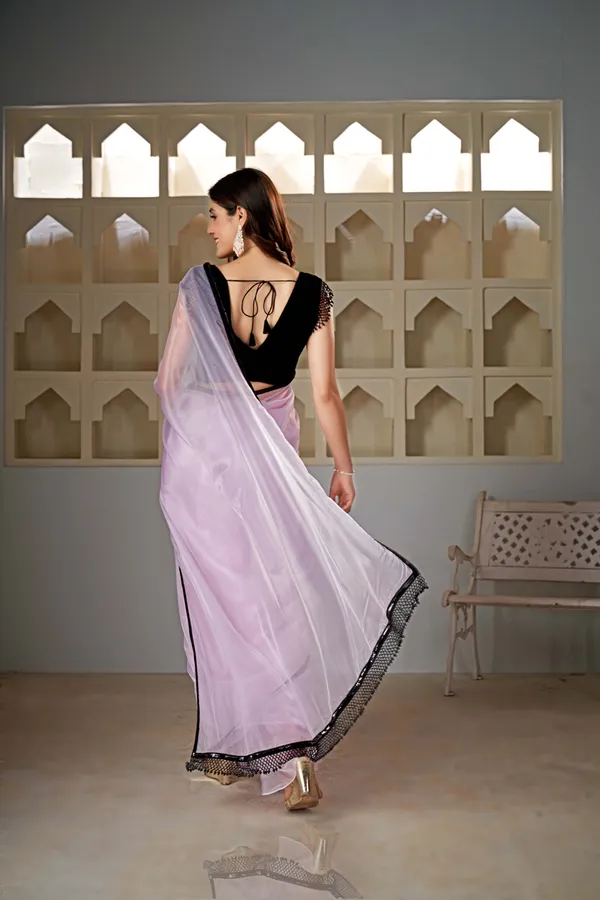 Pink__Champagne_Organza_Saree_With_Black_Lace