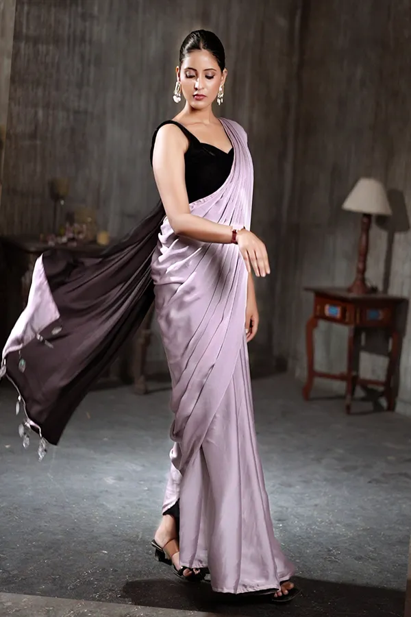 Pink_&_Black__Georgette_With_Pink_Satin_Saree_With_Blouse_Fabric
