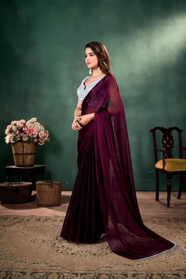 Peach__Metallic_Satin_Saree_With_Blouse_Fabric