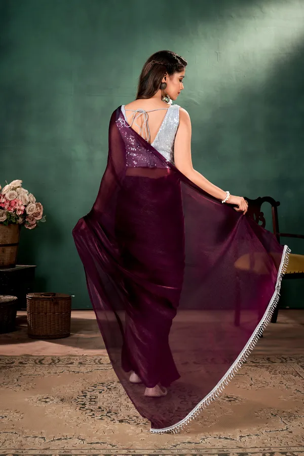 Peach__Metallic_Satin_Saree_With_Blouse_Fabric