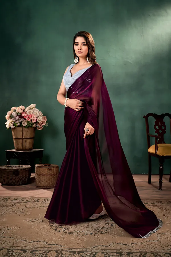 Peach__Metallic_Satin_Saree_With_Blouse_Fabric