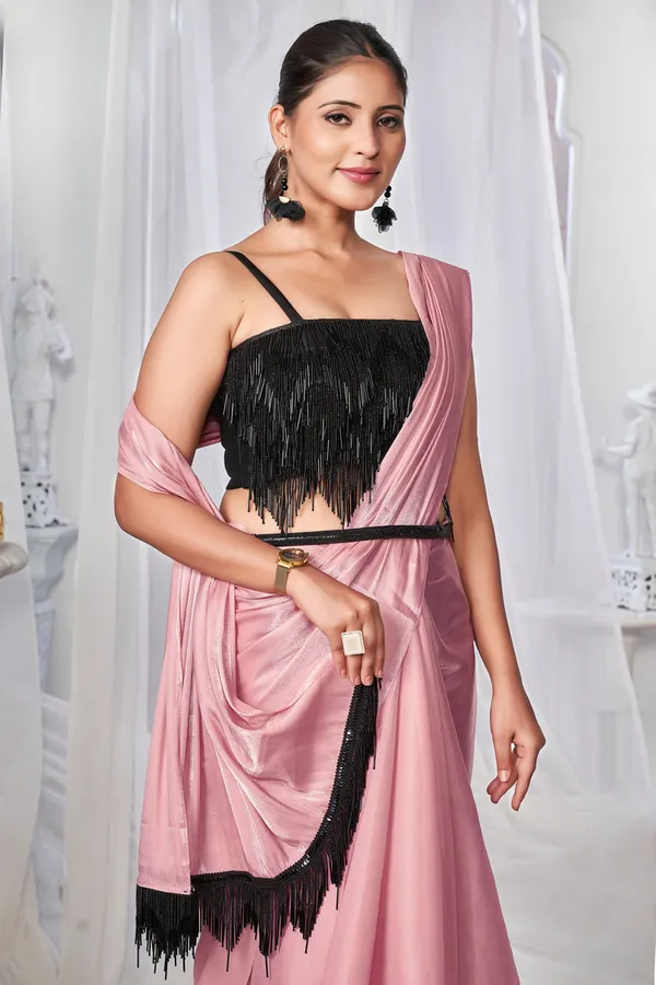 Pink__Saree_Falling_Leaves_Sparkle_Made_By_Klishaa
