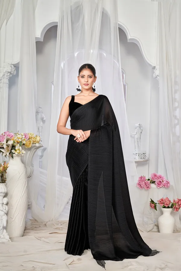 Black__Crush_Satin_Saree_Red_With_Unstitched_Blouse