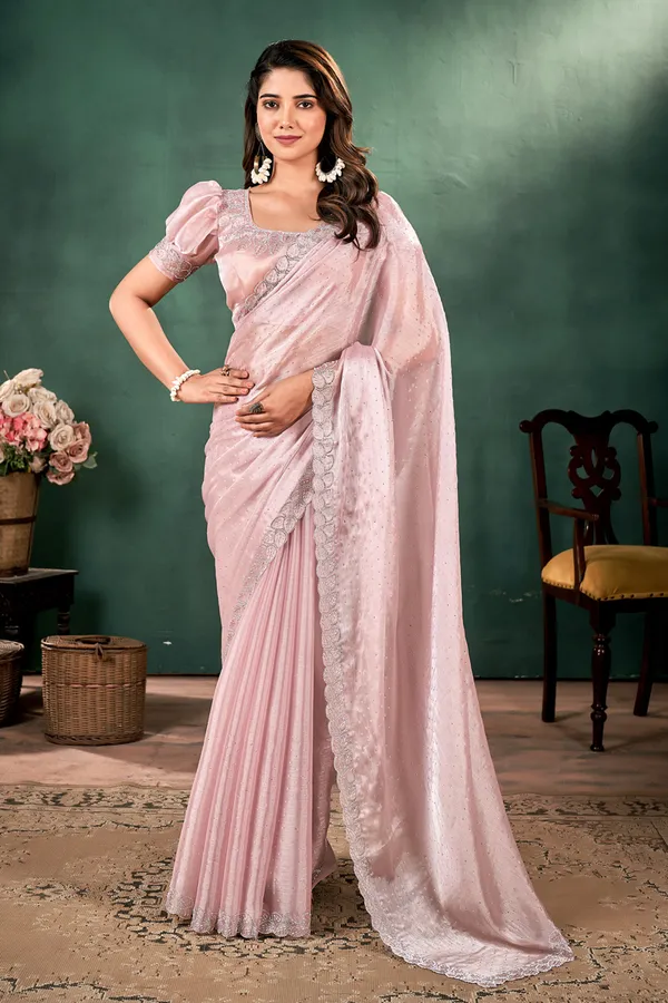 Pink_The__Satin_Silk_Saree_With_Dimond_Work_And_Cut_Border_Work