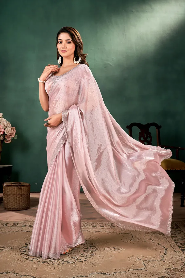 Pink_The__Satin_Silk_Saree_With_Dimond_Work_And_Cut_Border_Work